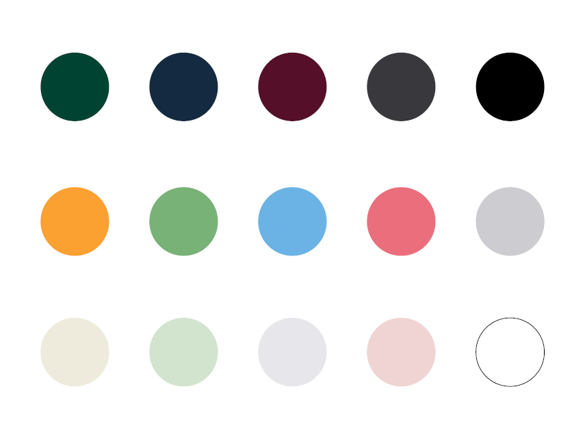 Ett collage av färger som Mölndals stad använder i vår visuella kommunikation.